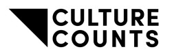 Culture Counts logo black text with a triangle on the left 